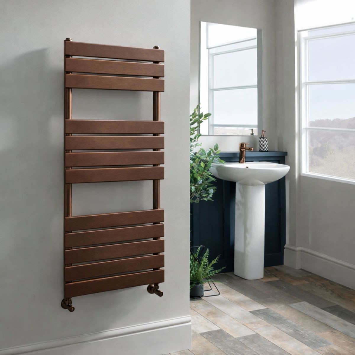 Egadi Brushed Bronze Designer Towel Rail Radiator 1213x500mm