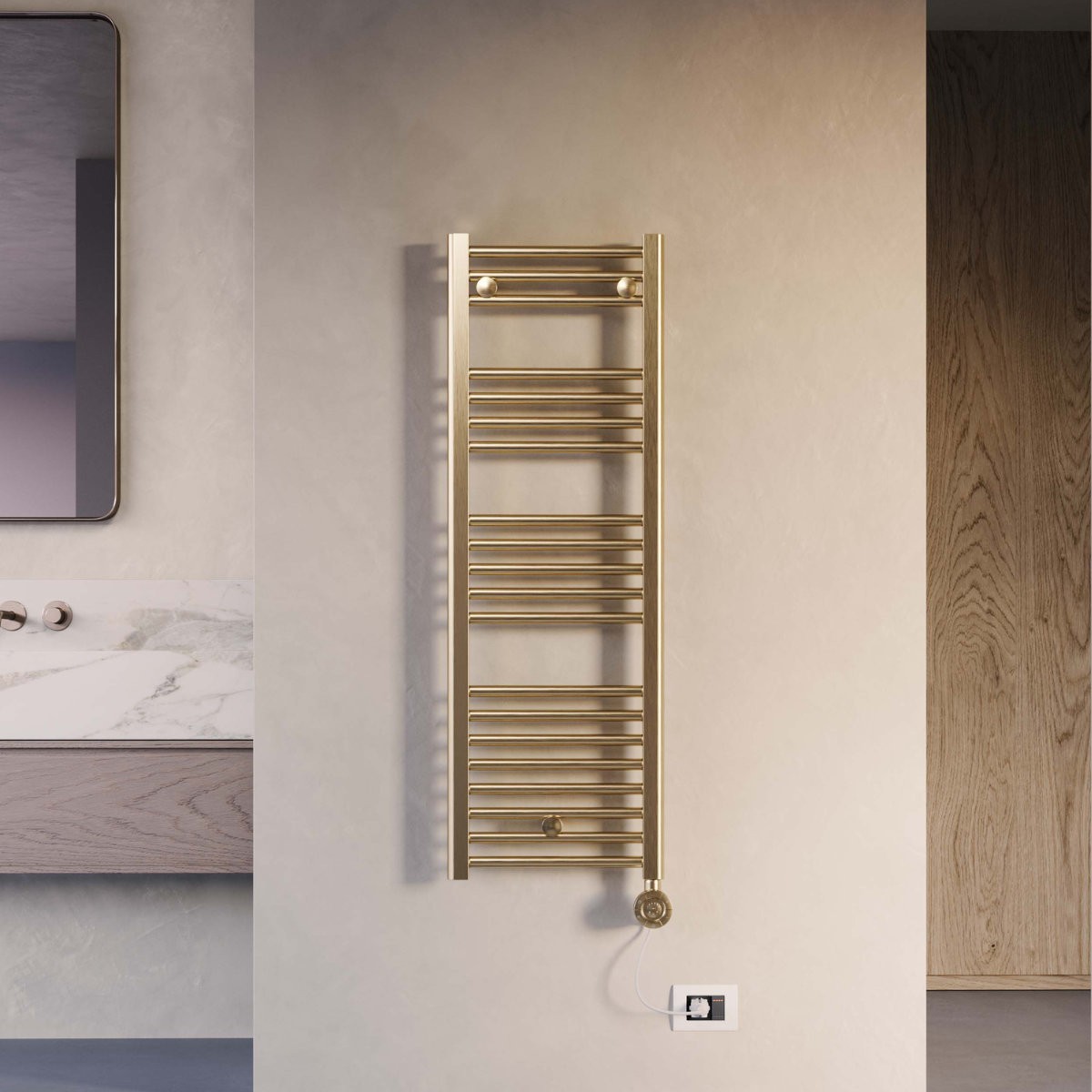 Warma Electric Towel Radiator Brushed Brass 1200x500mm