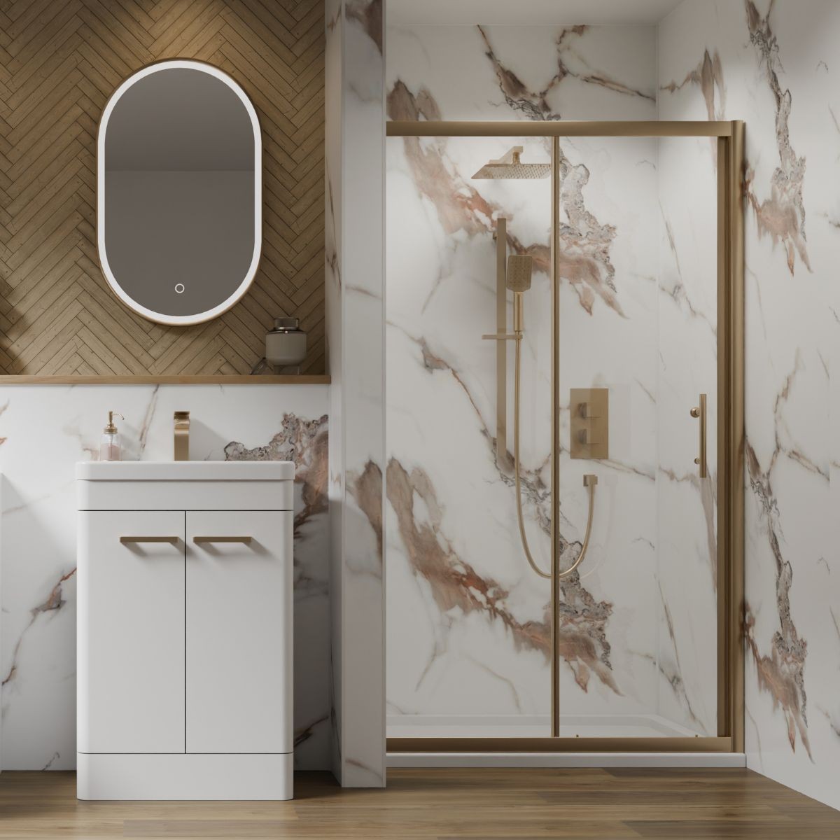 Orion Bronze Marble Super Matt Tongue & Groove Shower Panel 2400x1000mm