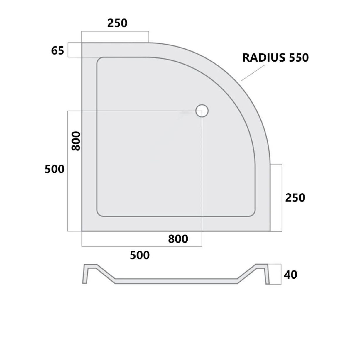MX Elements Quadrant Stone Resin Shower Tray 800x800mm