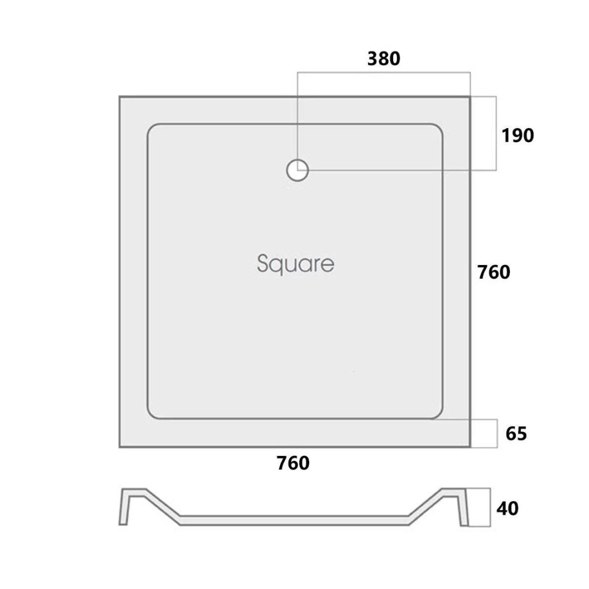MX Elements Square Stone Resin Shower Tray 760x760mm