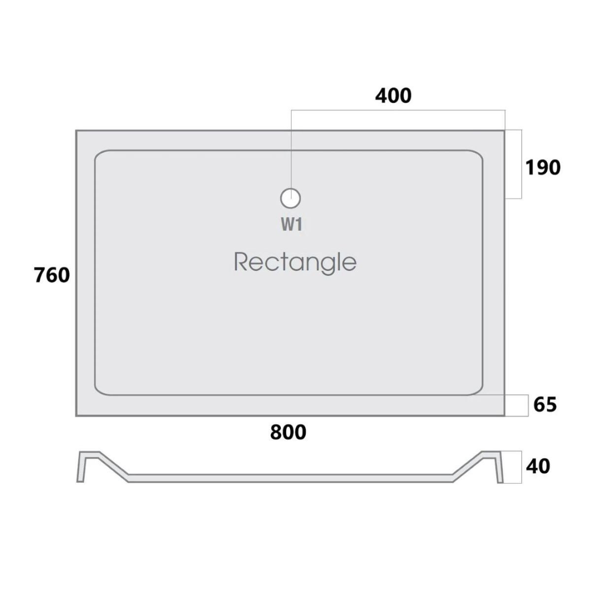 MX Elements Rectangular Stone Resin Shower Tray 800x760mm