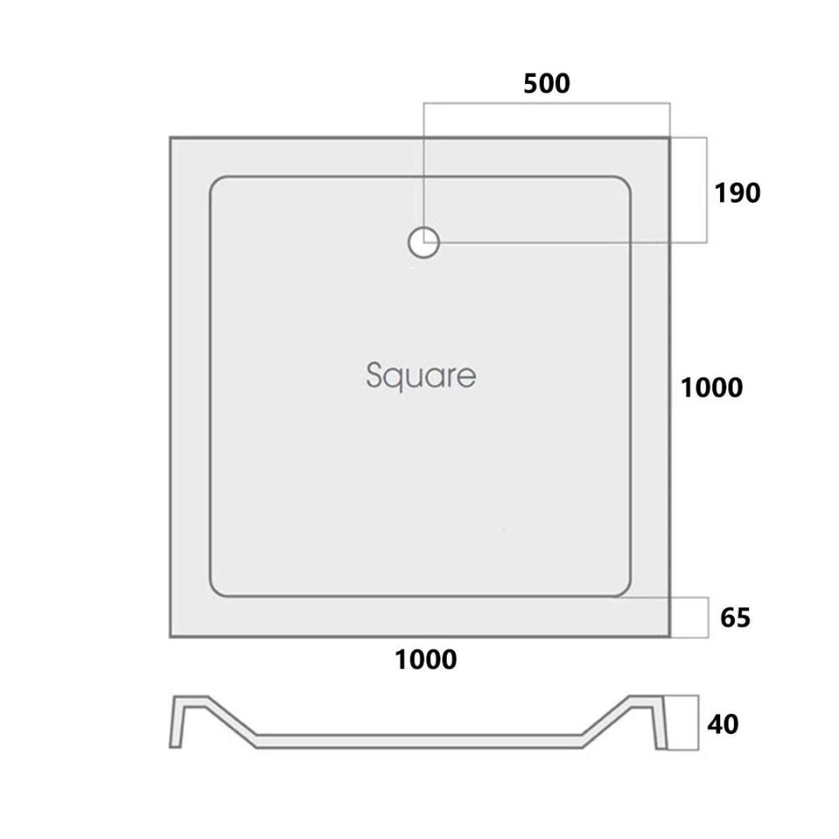 MX Elements Square Stone Resin Shower Tray 1000x1000mm