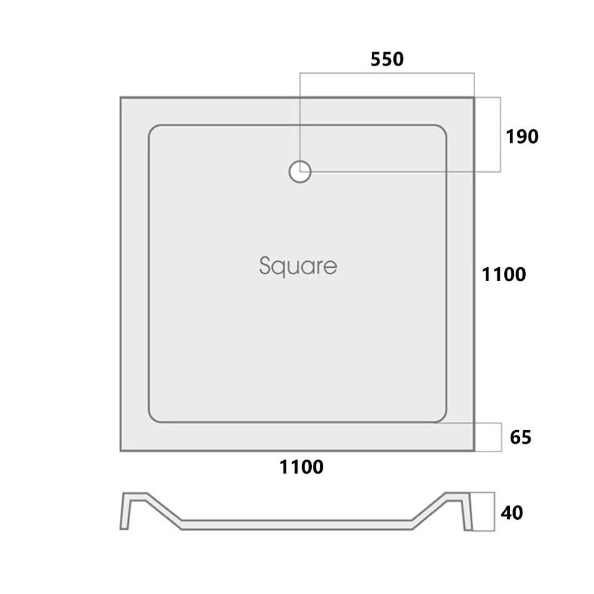 MX Elements Square Stone Resin Shower Tray 1100x1100mm
