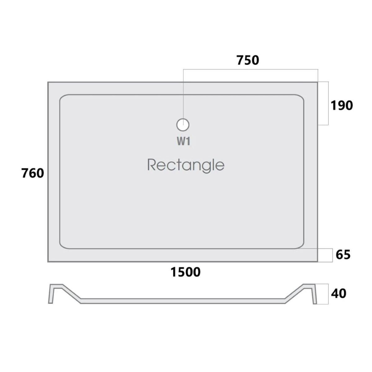 MX Elements Rectangular Stone Resin Shower Tray 1500x760mm