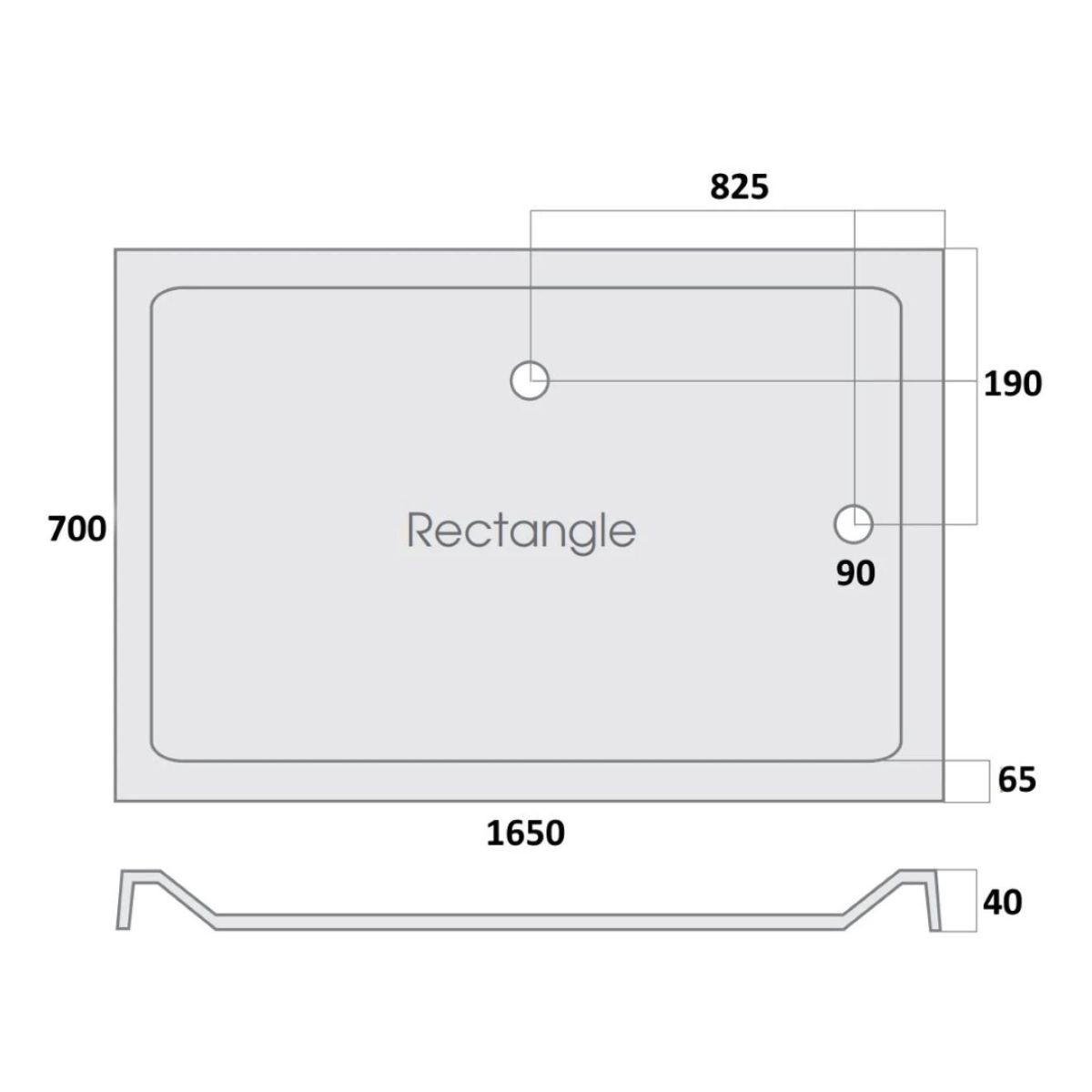 MX Elements Rectangular Stone Resin Shower Tray 1650x700mm