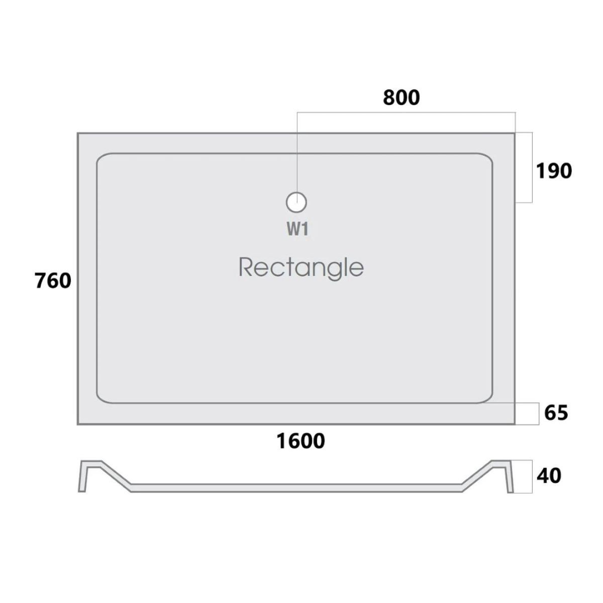MX Elements Rectangular Stone Resin Shower Tray 1600x760mm