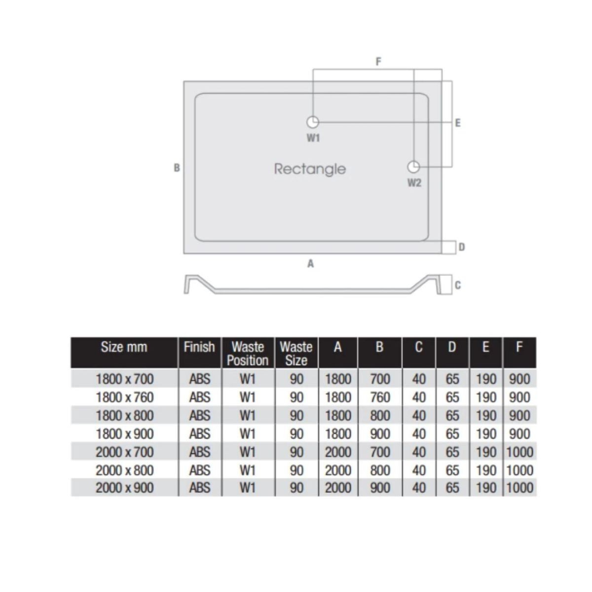 MX Elements Rectangular Stone Resin Shower Tray 2000x900mm