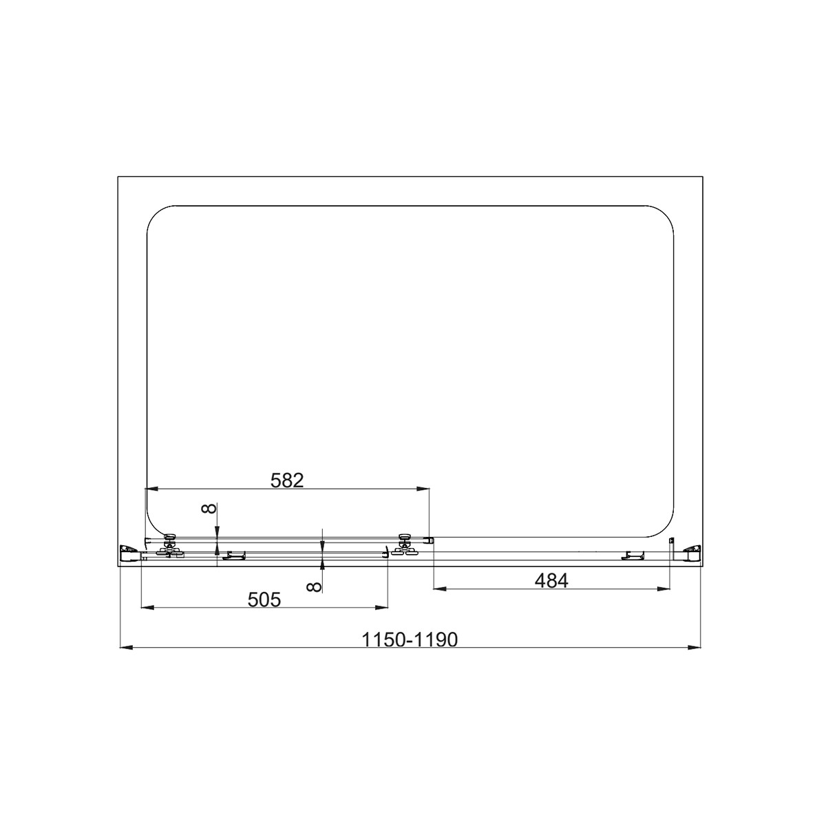 Emerald 8mm Brushed Brass Sliding Shower Door & Side Panel 1200x760mm