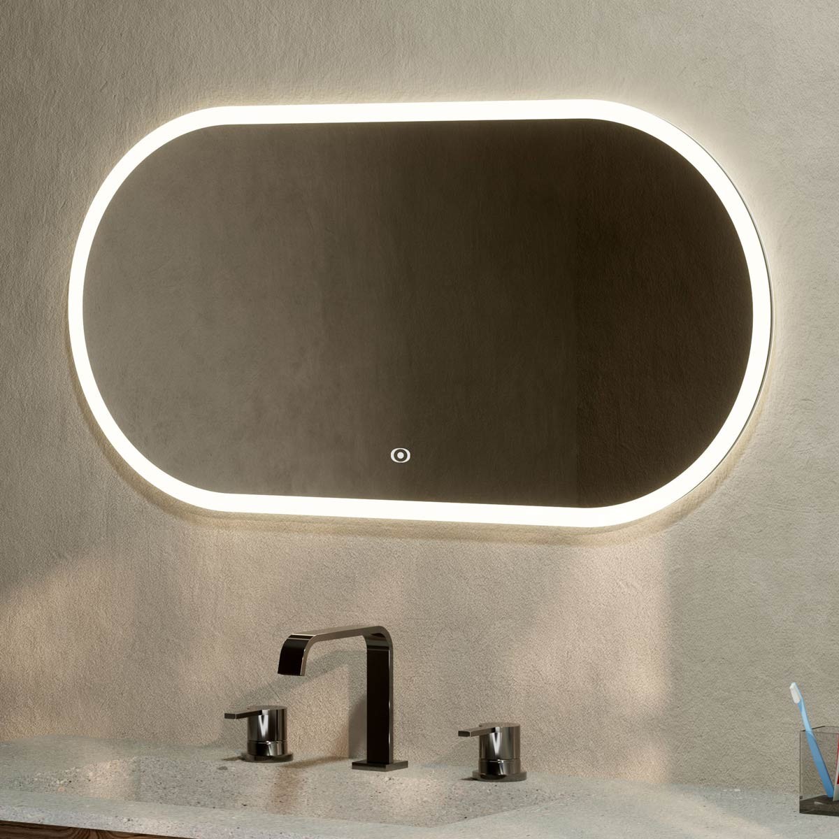 Glamour LED Pill Bathroom Mirror 500x800mm