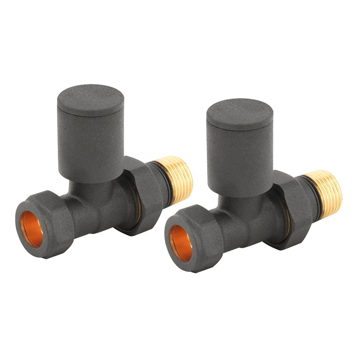 Rondo Anthracite Straight Radiator Valves (Pair)