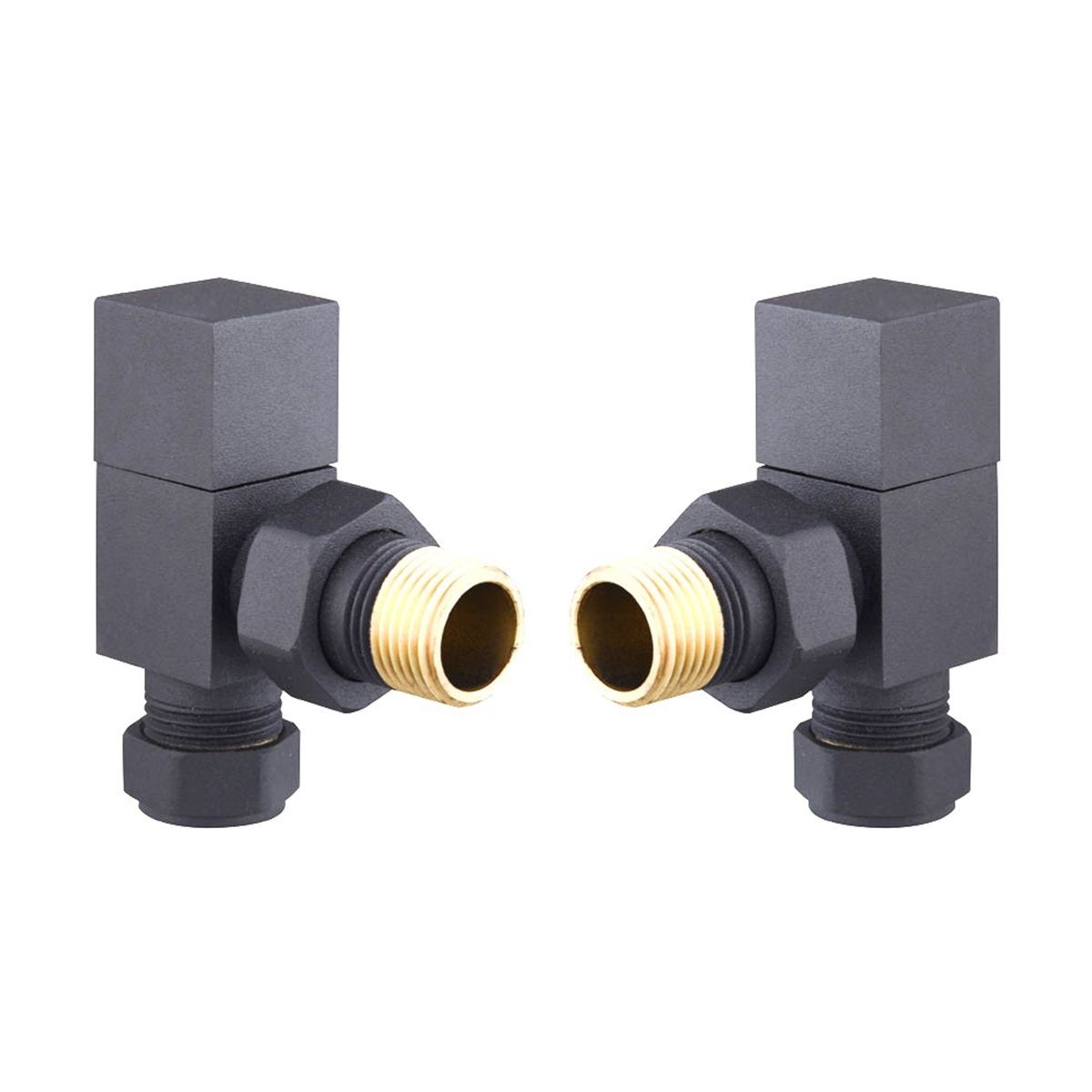 Cubix Anthracite Angled Radiator Valves (Pair)