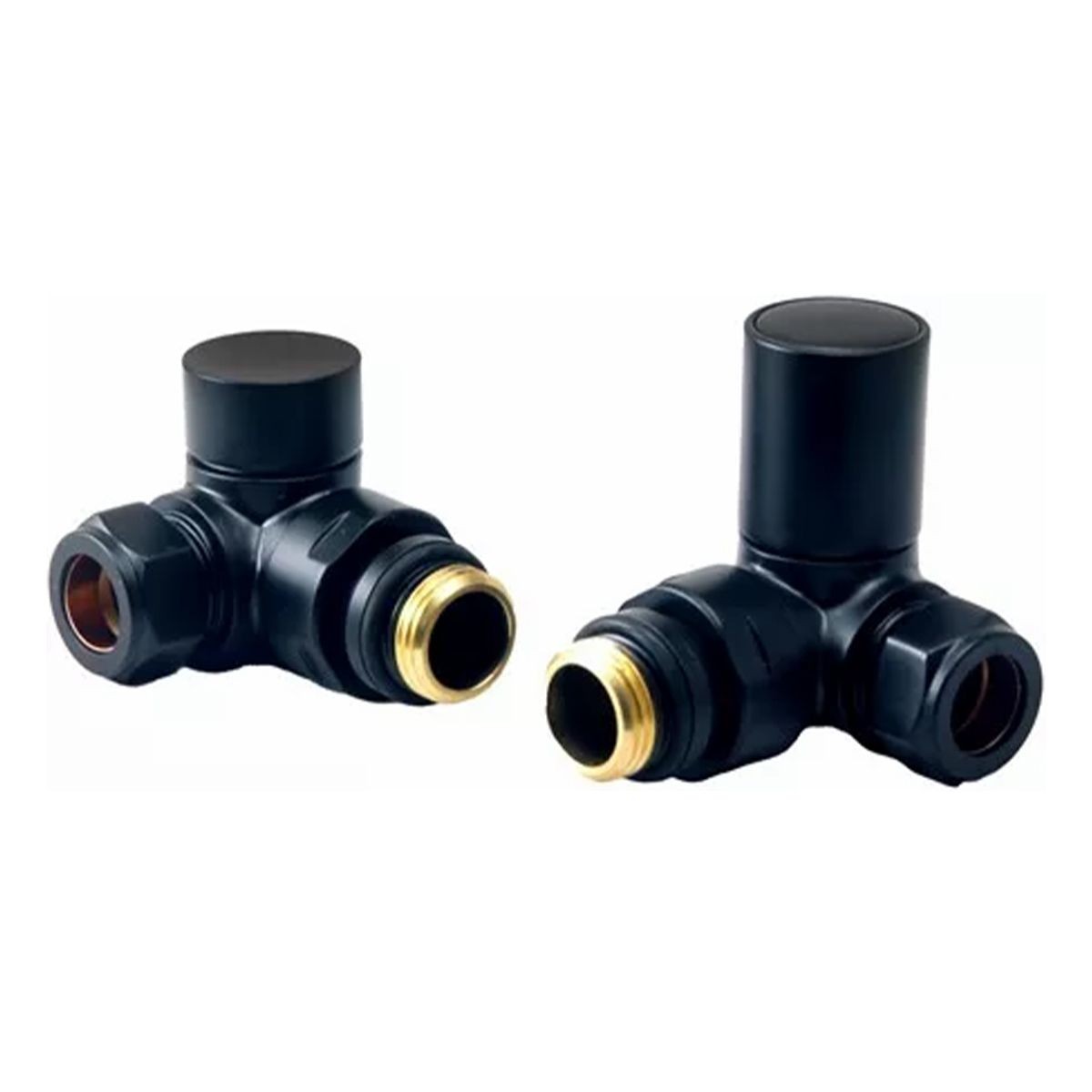 Rondo Matt Black Corner Radiator Valves (Pair)