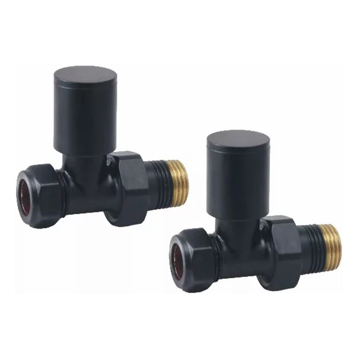 Rondo Matt Black Straight Radiator Valves (Pair)