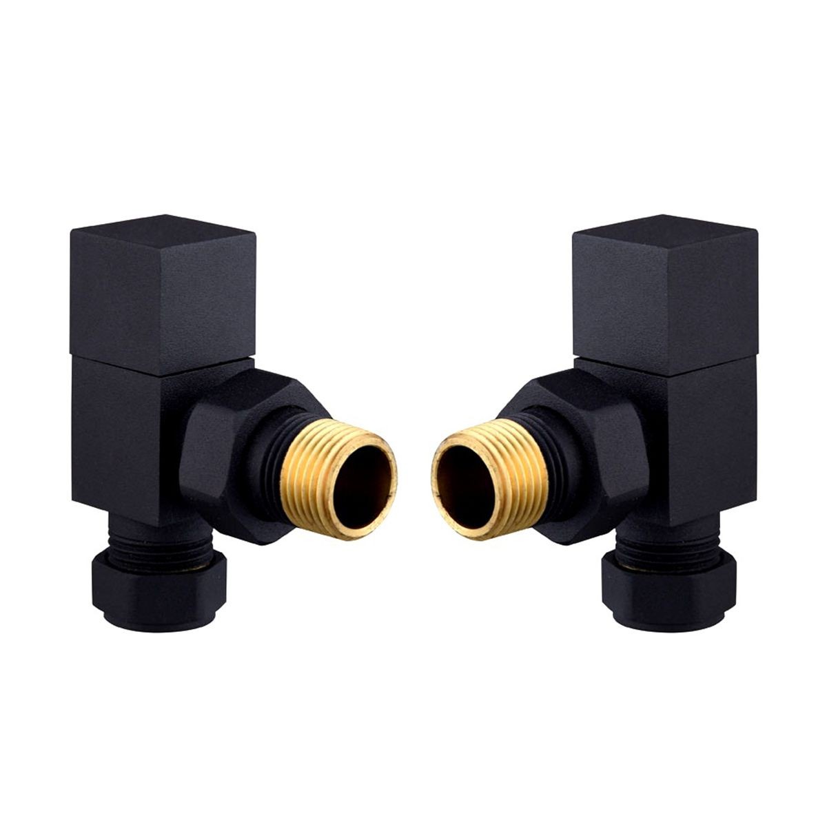 Cubix Matt Black Angled Radiator Valves (Pair)