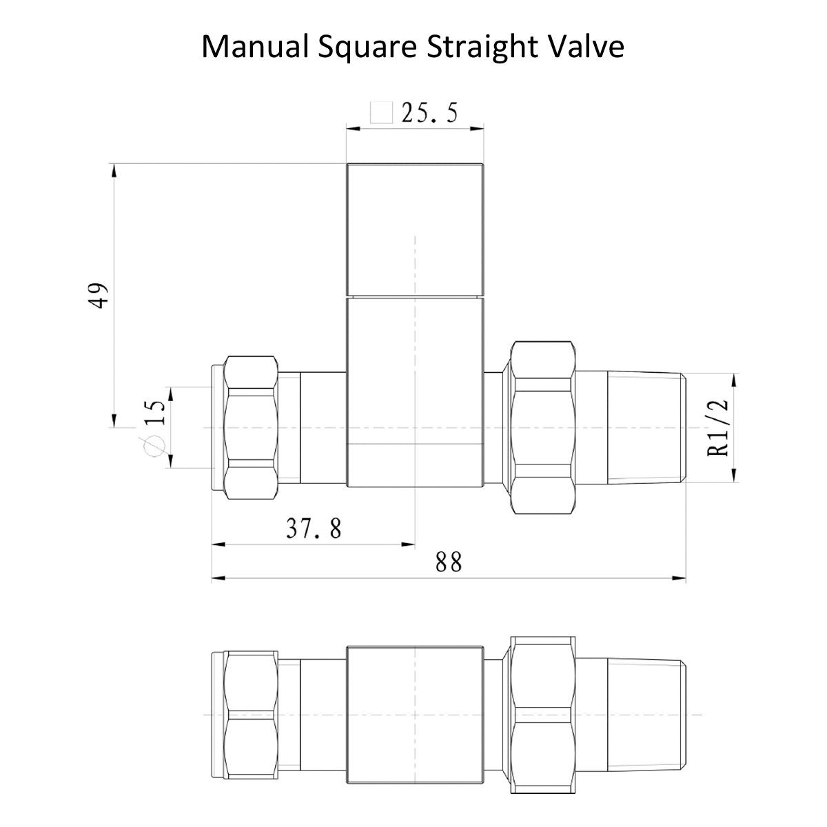 Cubix White Straight Radiator Valves (Pair)