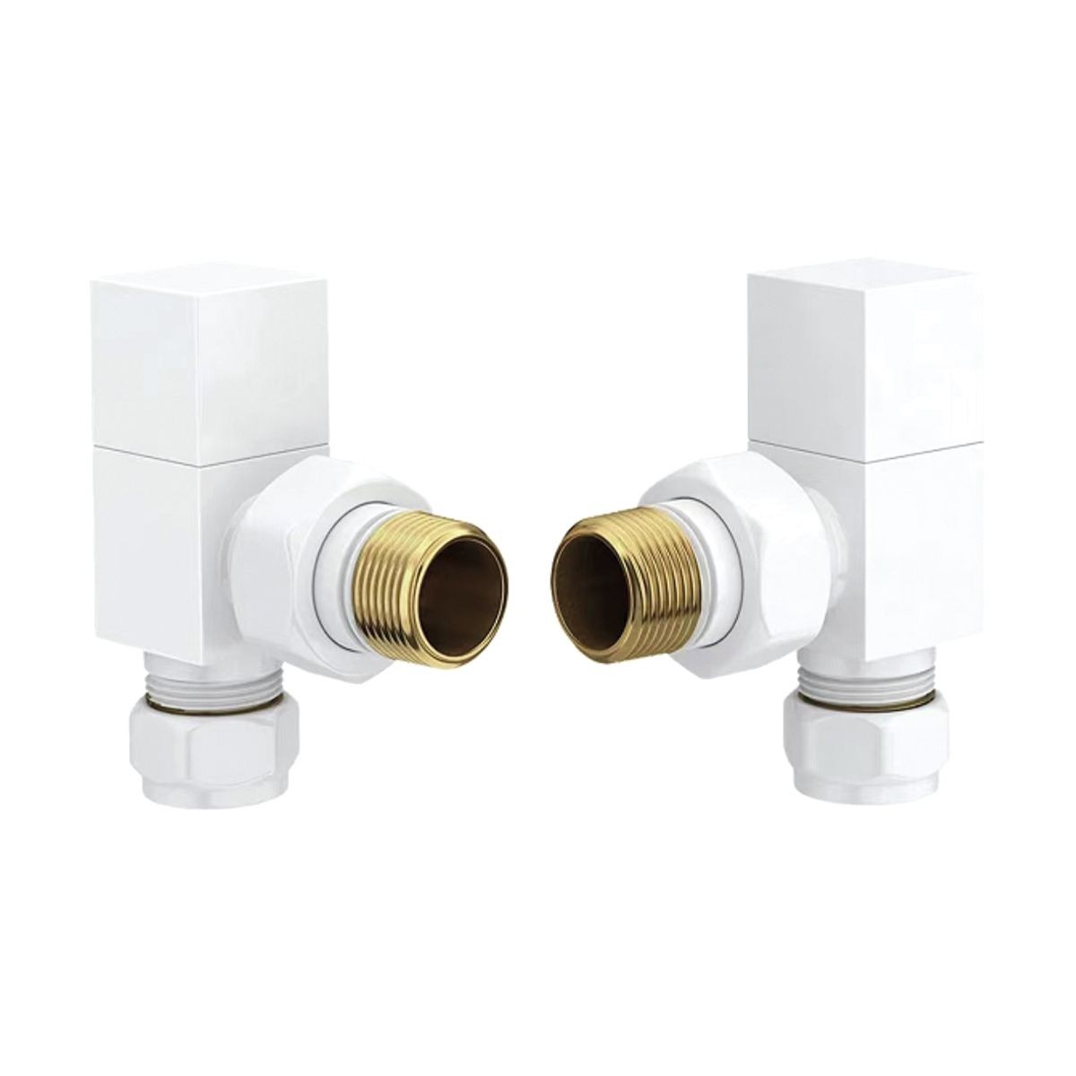 Cubix White Angled Radiator Valves (Pair)