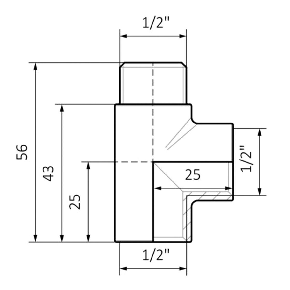 Radiator Element T-Piece Brushed Brass