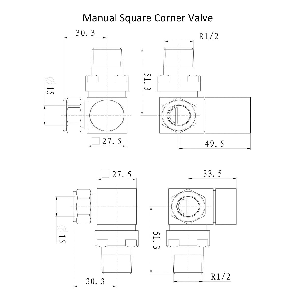Cubix White Corner Radiator Valves (Pair)