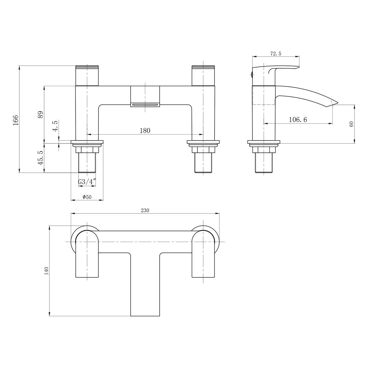 Medway Round Chrome Bath Filler Tap