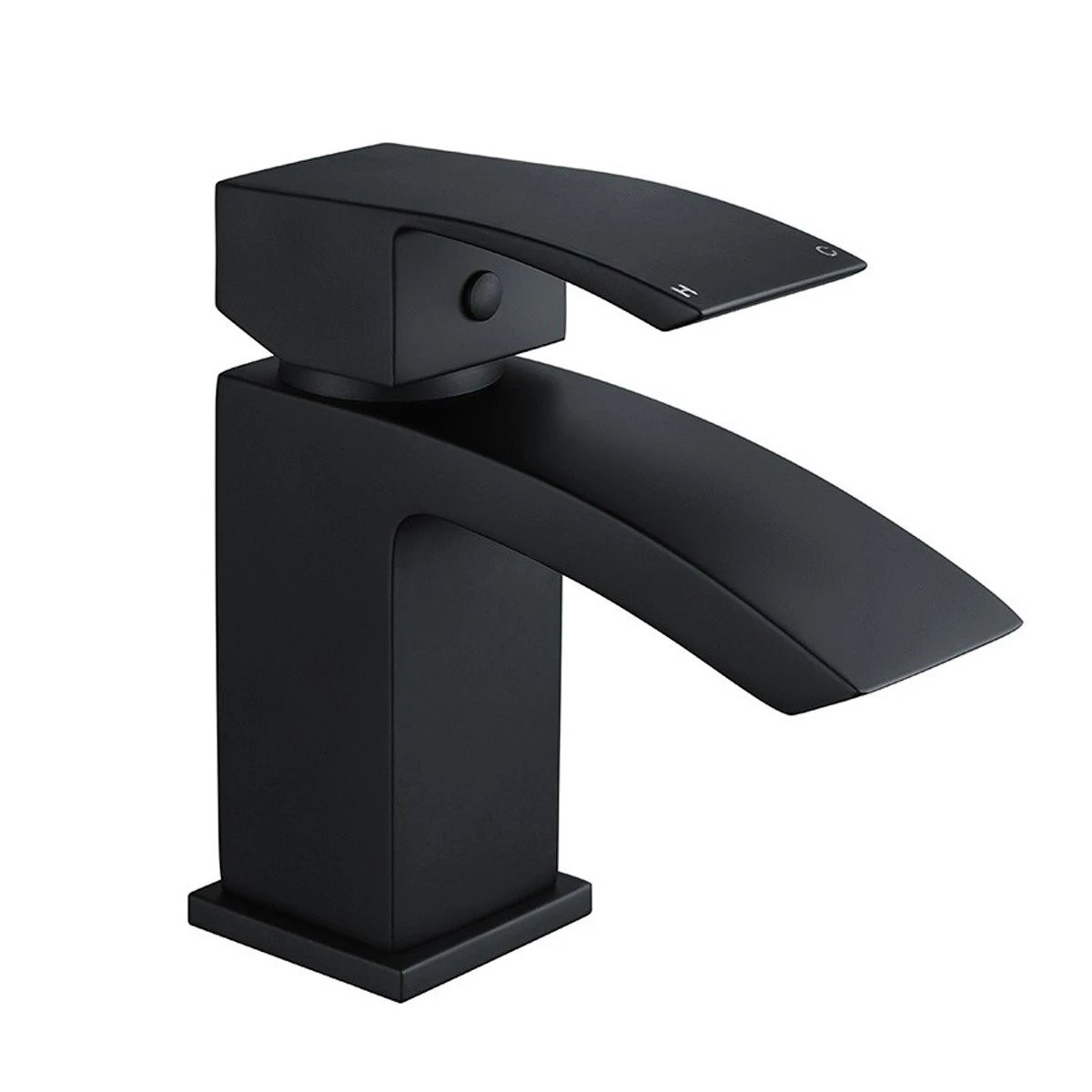 Medway Square Matt Black Basin Mono Mixer Tap with Click Waste