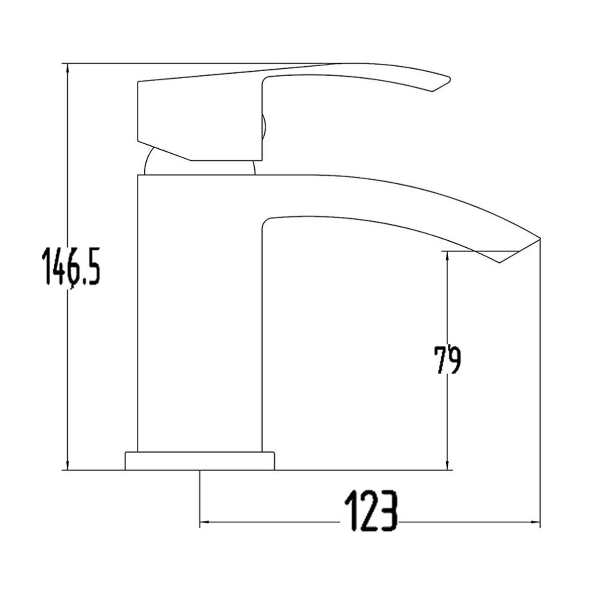Medway Square Matt Black Basin Mono Mixer Tap with Click Waste