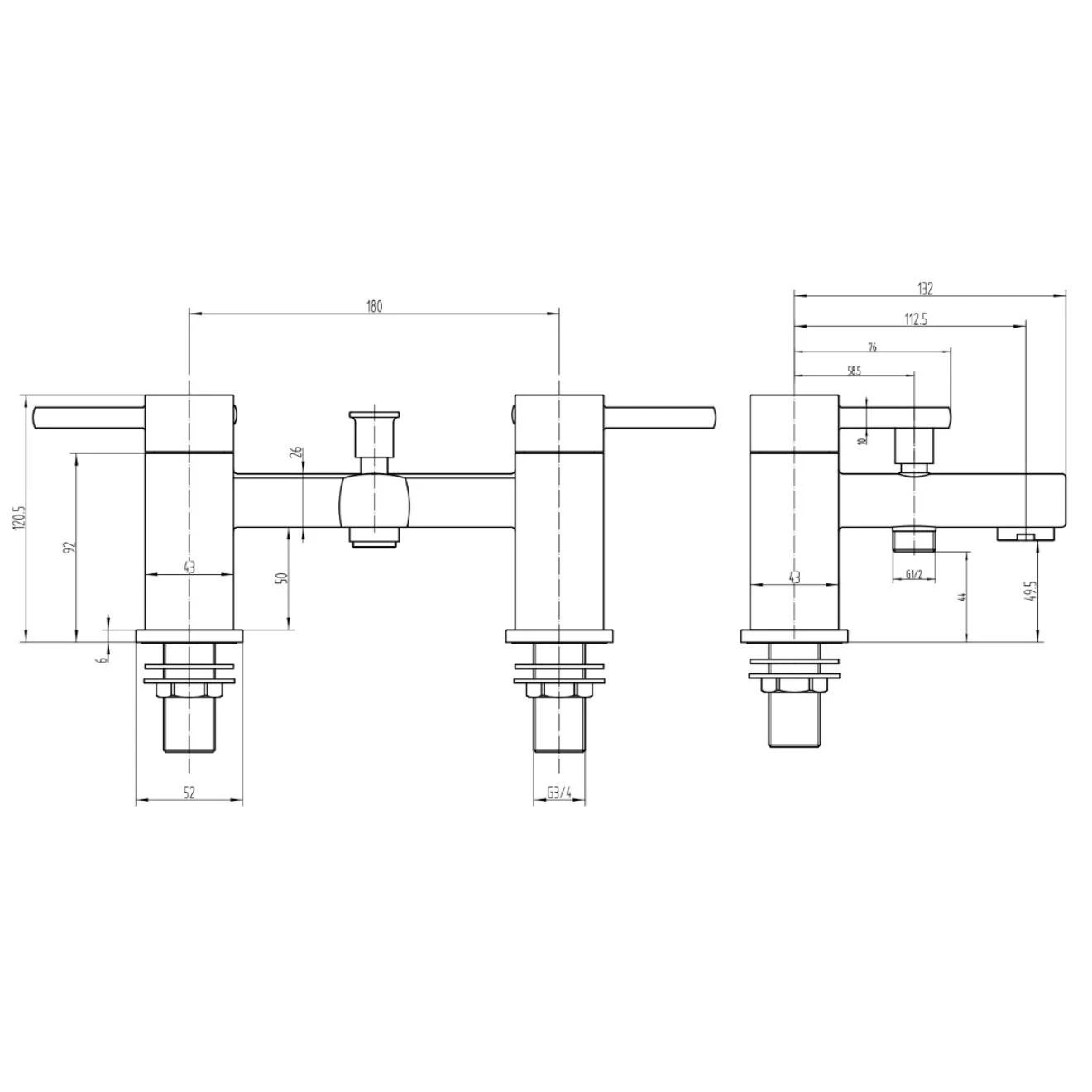 Wye Chrome Bath Shower Mixer Tap