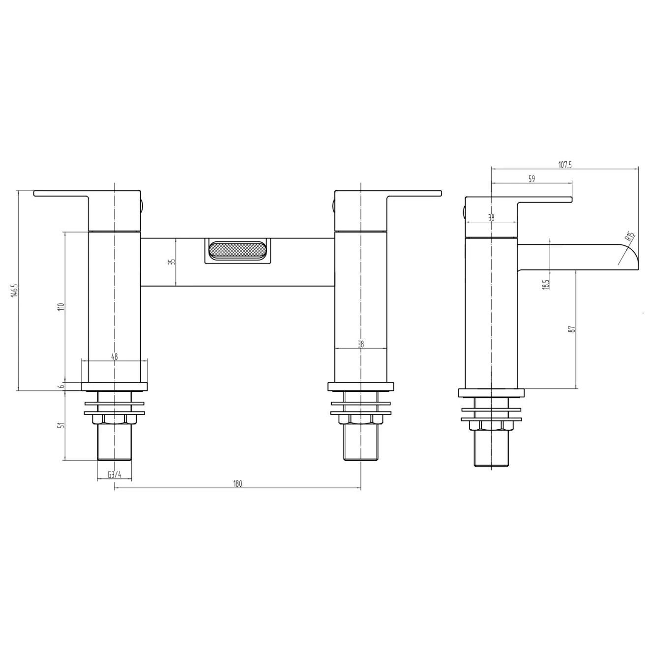 Trent Waterfall Chrome Bath Filler Tap