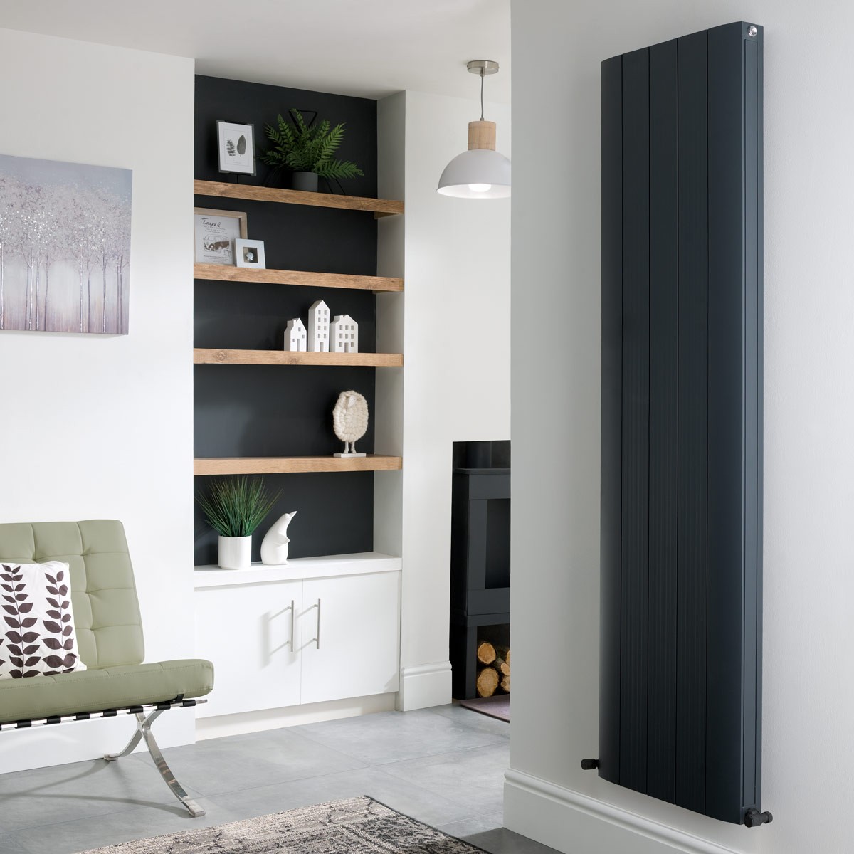 Rene Anthracite Designer Vertical Double Radiator 1800x372mm