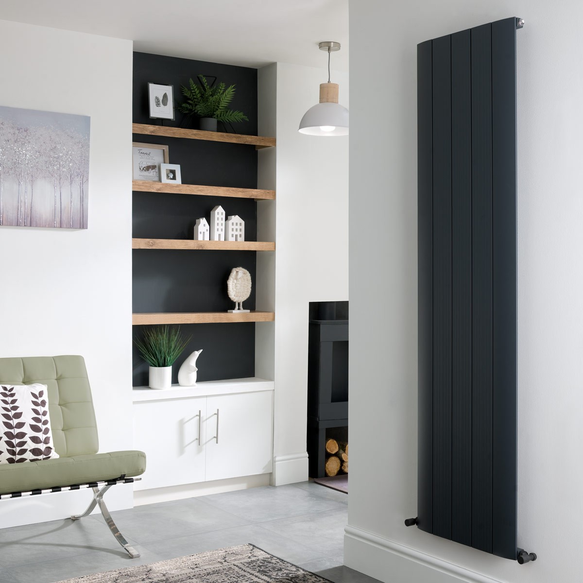Rene Anthracite Designer Vertical Radiator 1800x470mm