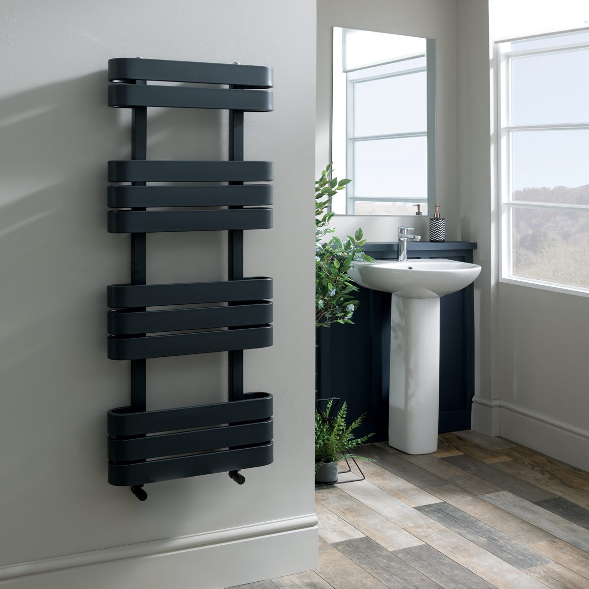 Mimas Anthracite Designer Towel Rail Radiator 850x500mm