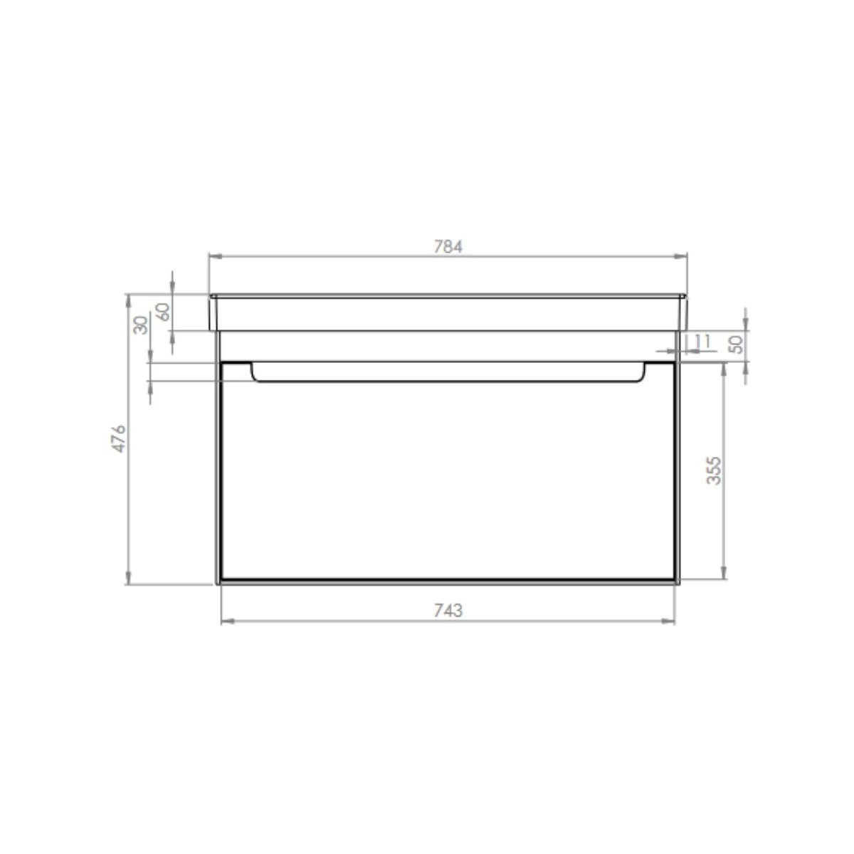 Acumen Matt Viridian Green Single Drawer Wall Hung Vanity Unit & Basin 800mm