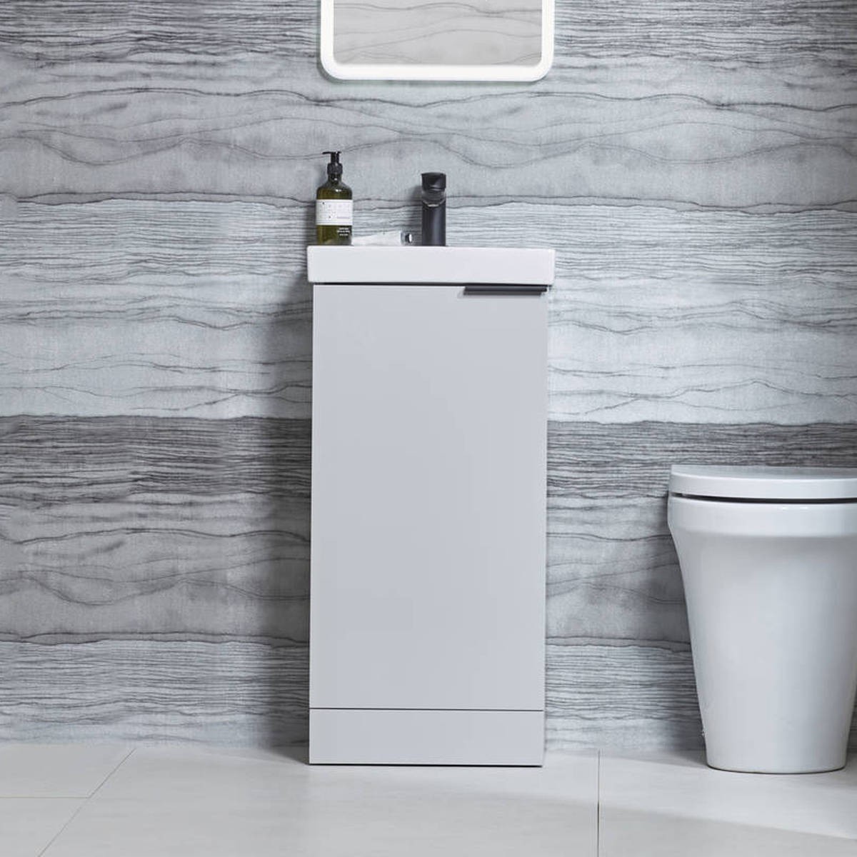 Cadence Gloss Light Grey Cloakroom Vanity Unit & Ceramic Basin 400mm