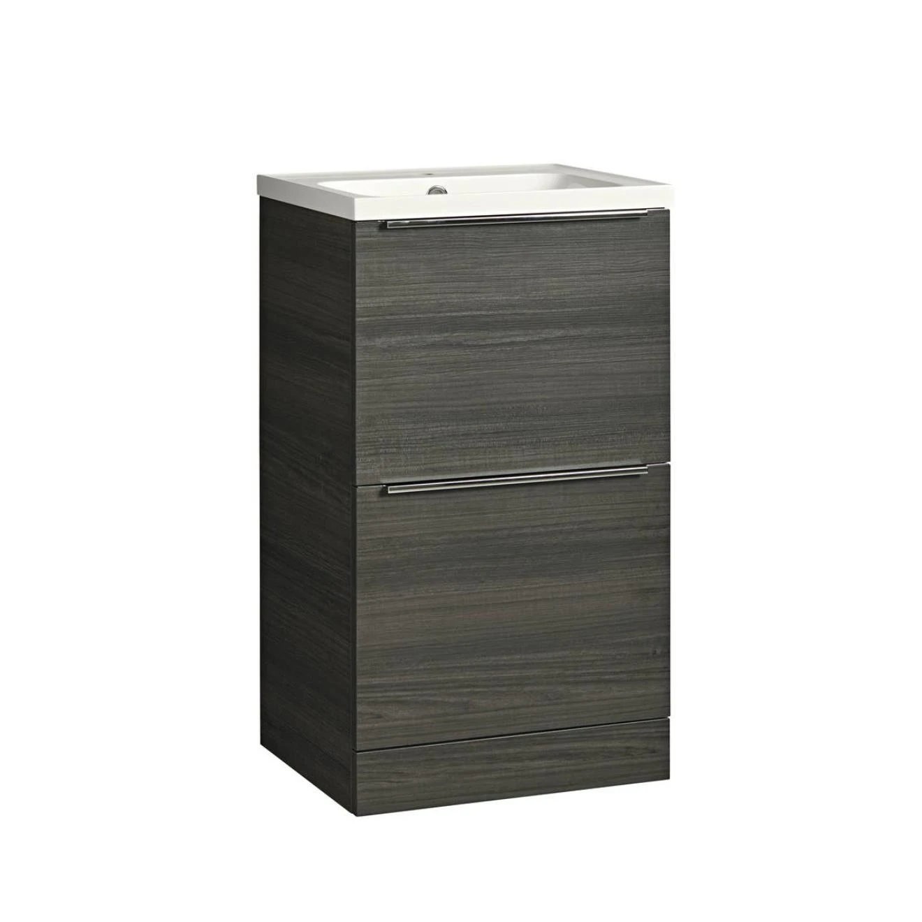 Cadence Tundra Wood Double Drawer Wall Hung Vanity Unit & Ceramic Basin 500mm