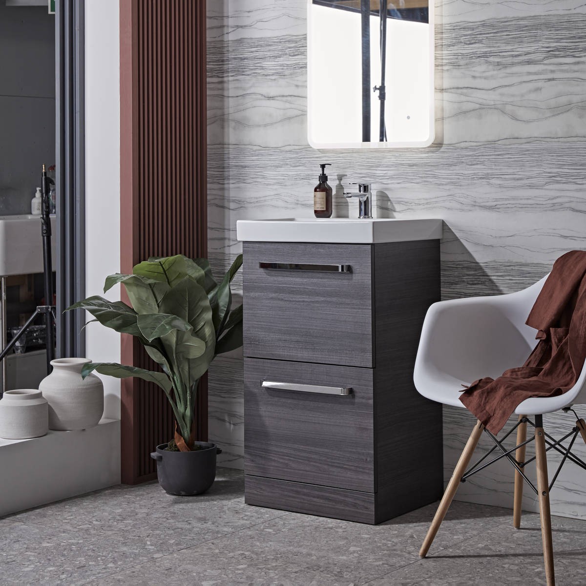 Cadence Tundra Wood Double Drawer Unit & Isocast Basin 500mm