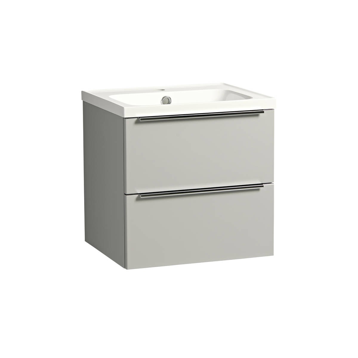 Cadence Gloss Light Grey Double Drawer Wall Hung Vanity Unit & Isocast Basin 500mm