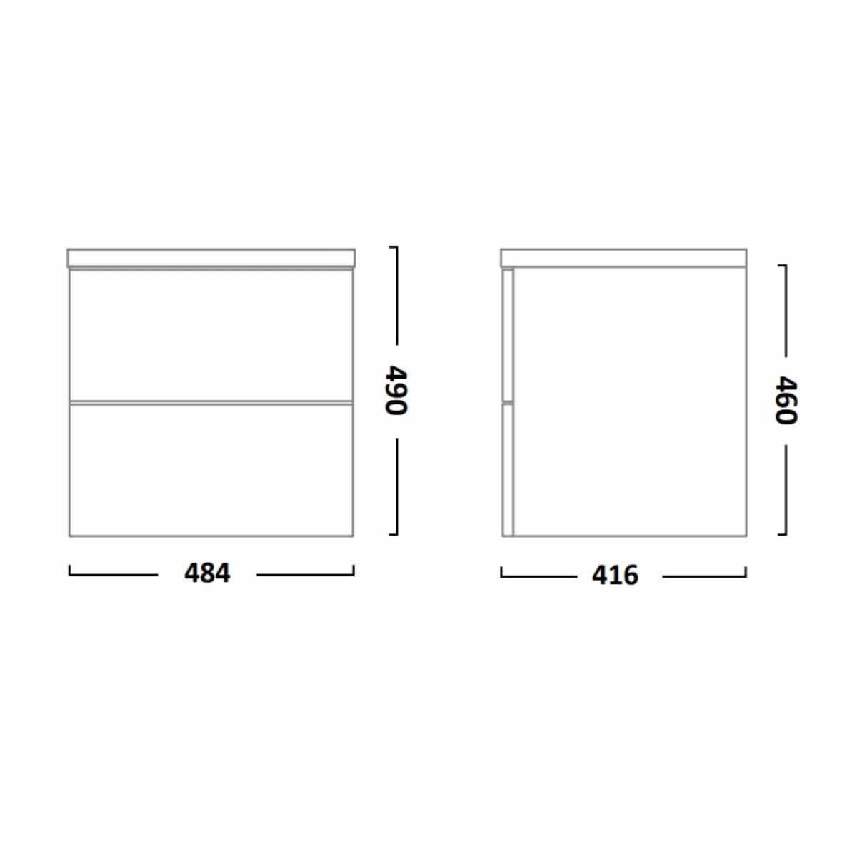 Cadence Gloss Spruce Double Drawer Wall Hung Vanity Unit & Ceramic Basin 500mm