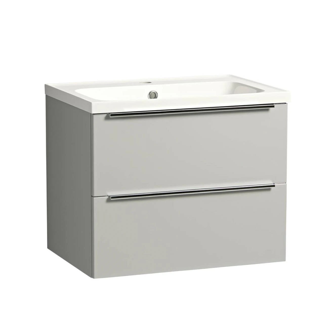Tavistock Cadence Gloss Light Grey Double Drawer Wall Hung Vanity Unit & Ceramic Basin 600mm