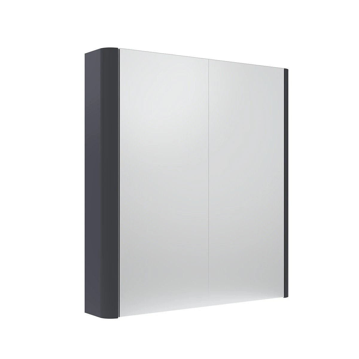 Compass Storm Grey Double Door Mirror Cabinet 600mm