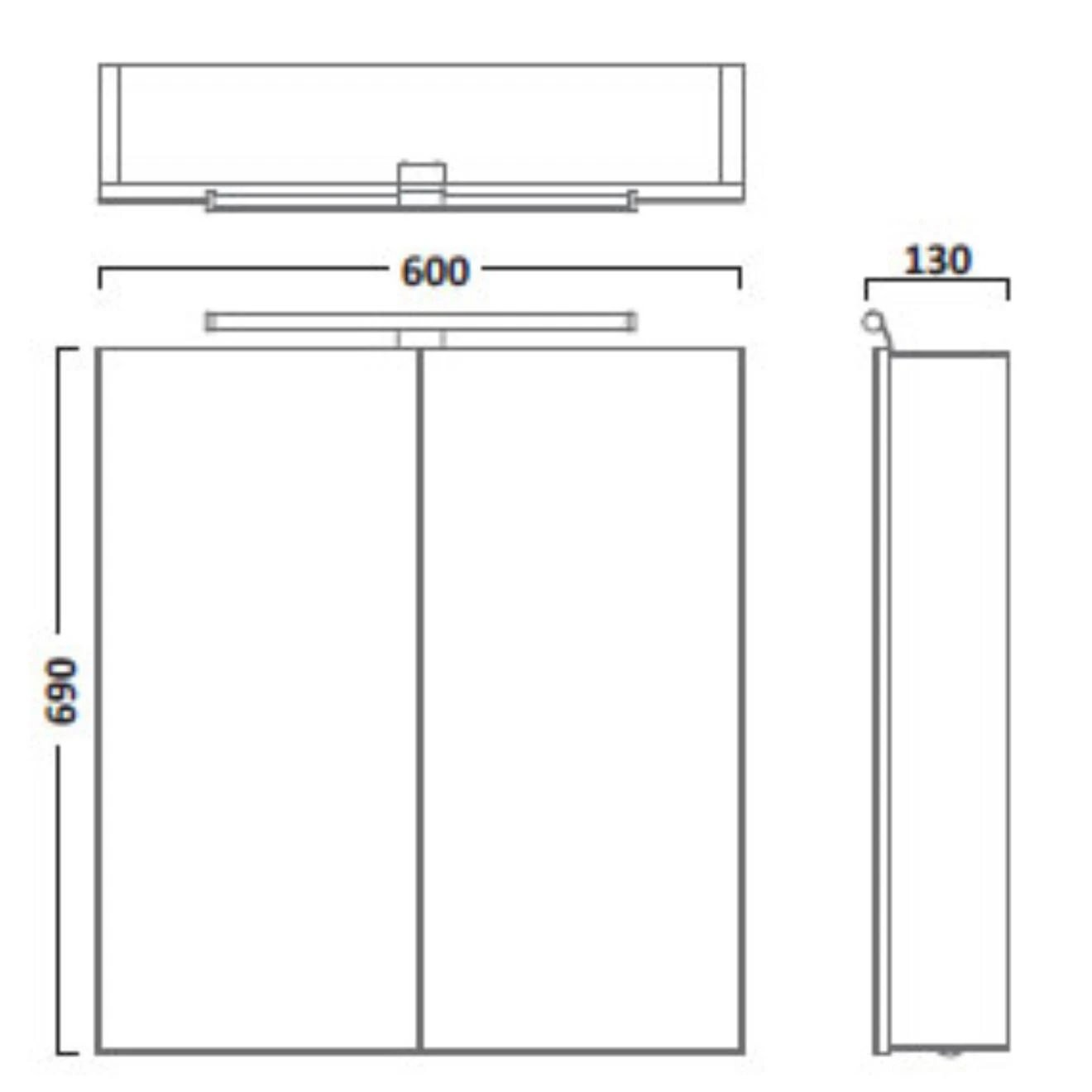 Conduct Aluminium Double Door Bathroom Cabinet 600x650mm
