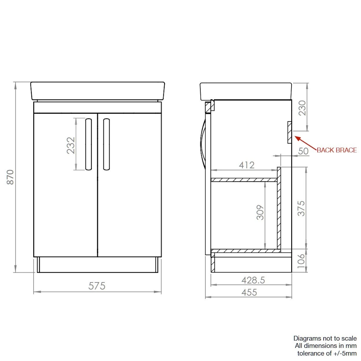Tavistock Compass Gloss Clay Vanity Unit & Basin 600mm