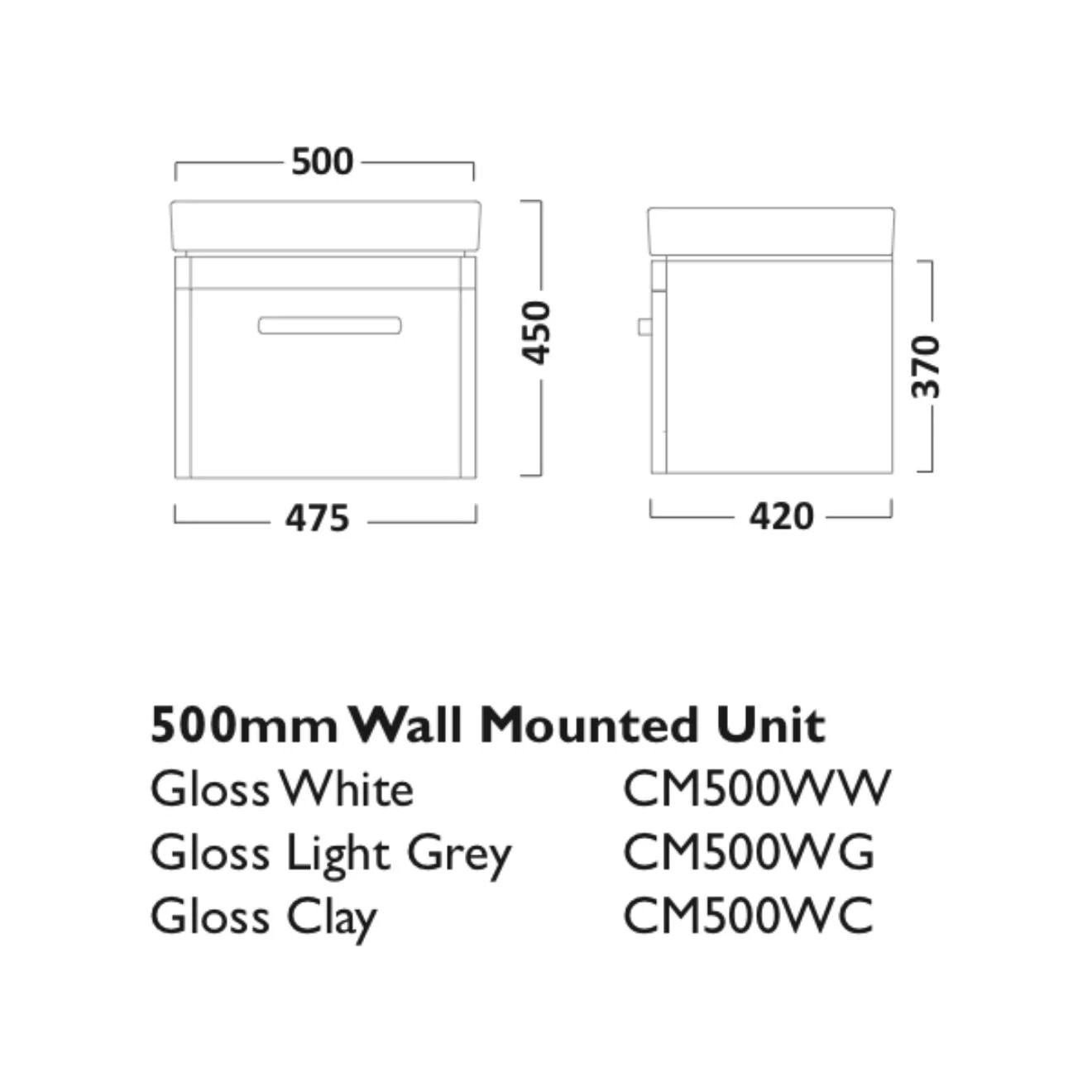 Tavistock Compass Gloss Clay Single Drawer Wall Hung Vanity Unit & Basin 500mm