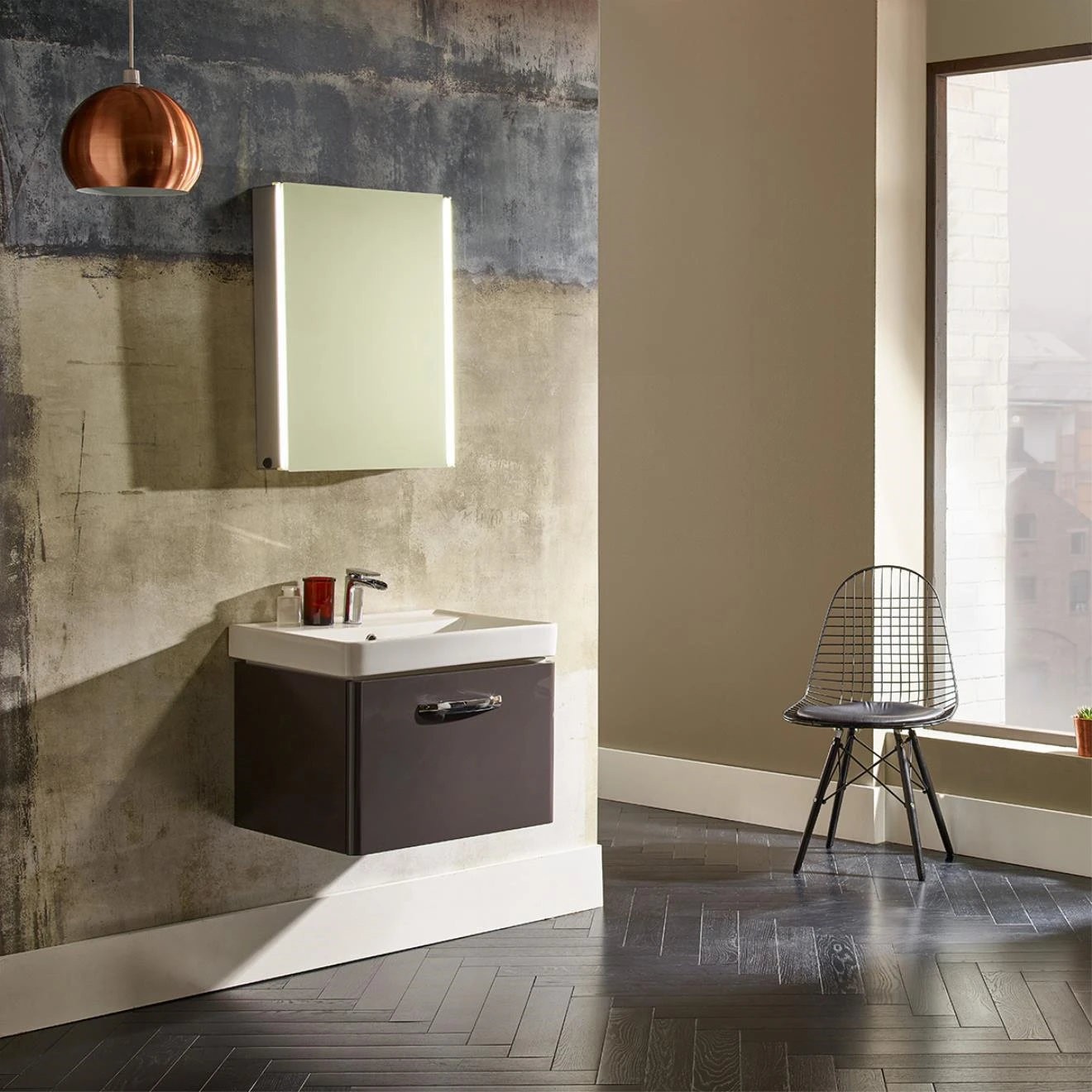 Tavistock Compass Gloss Clay Single Drawer Wall Hung Vanity Unit & Basin 500mm
