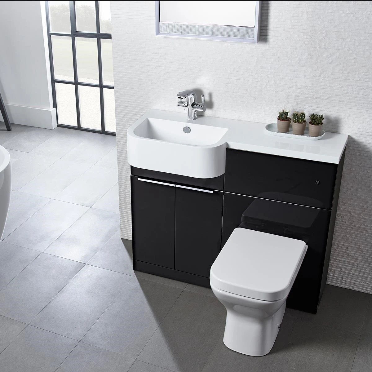 Tavistock Match Gloss Clay Combination Unit & Basin 1200mm Left Hand