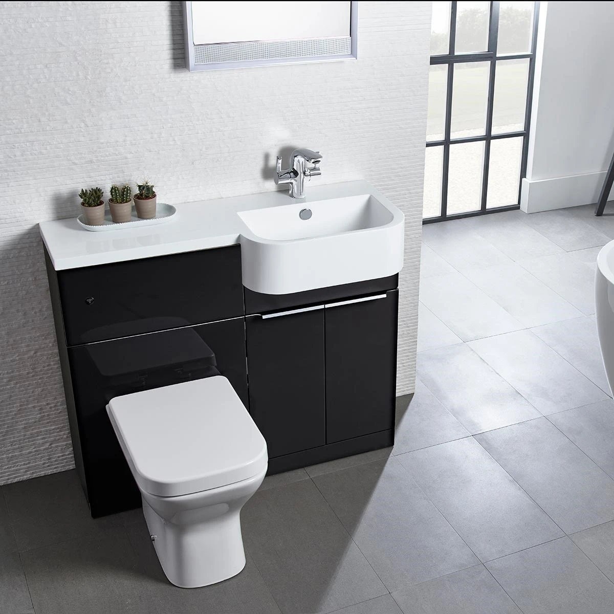 Tavistock Match Gloss Clay Combination Unit & Basin 1200mm Right Hand