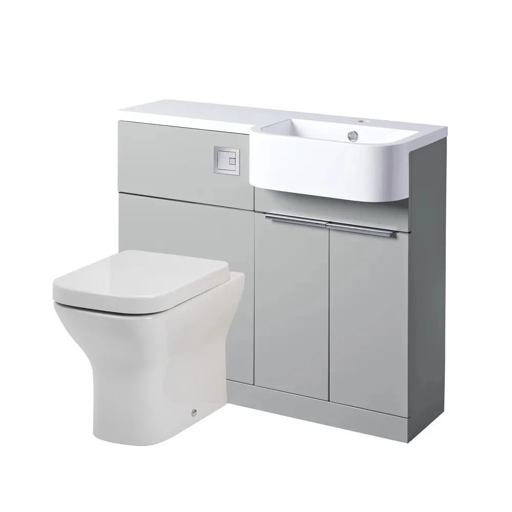 Tavistock Match Gloss Light Grey Combination Unit & Basin with Chrome Handles 1200mm Right Hand