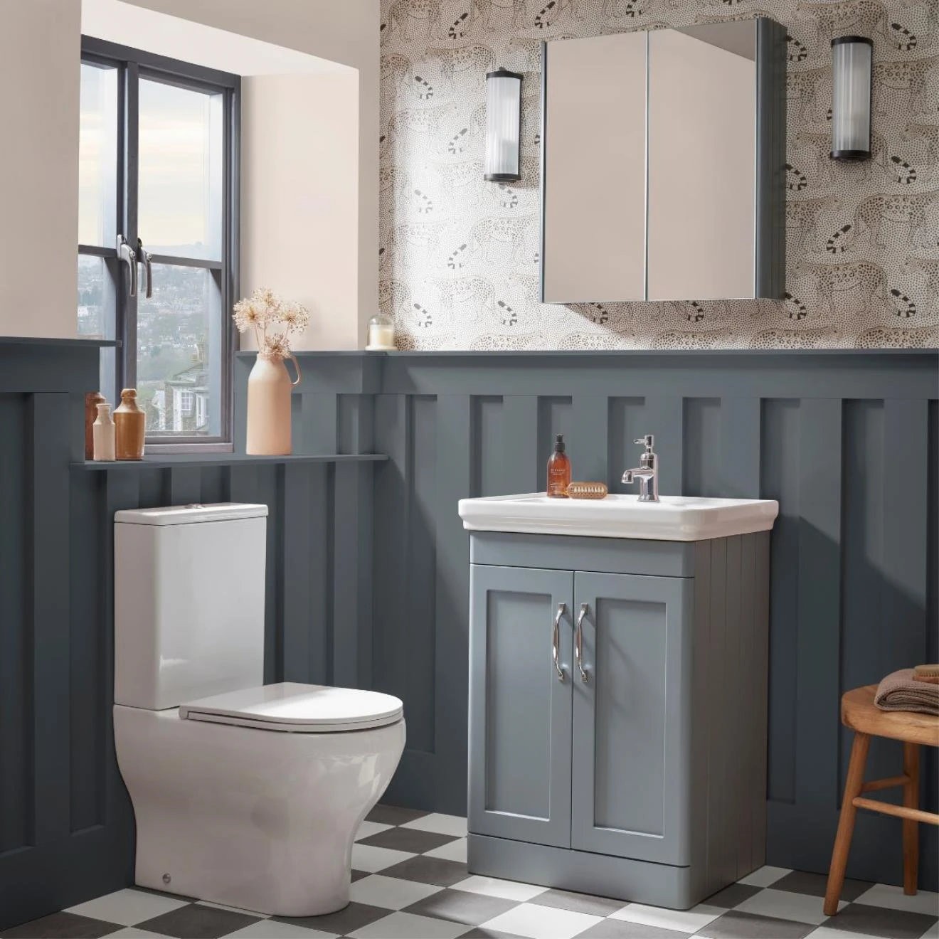 Marston Matt Spruce Wall Mirror Cabinet Matt Spruce 600mm