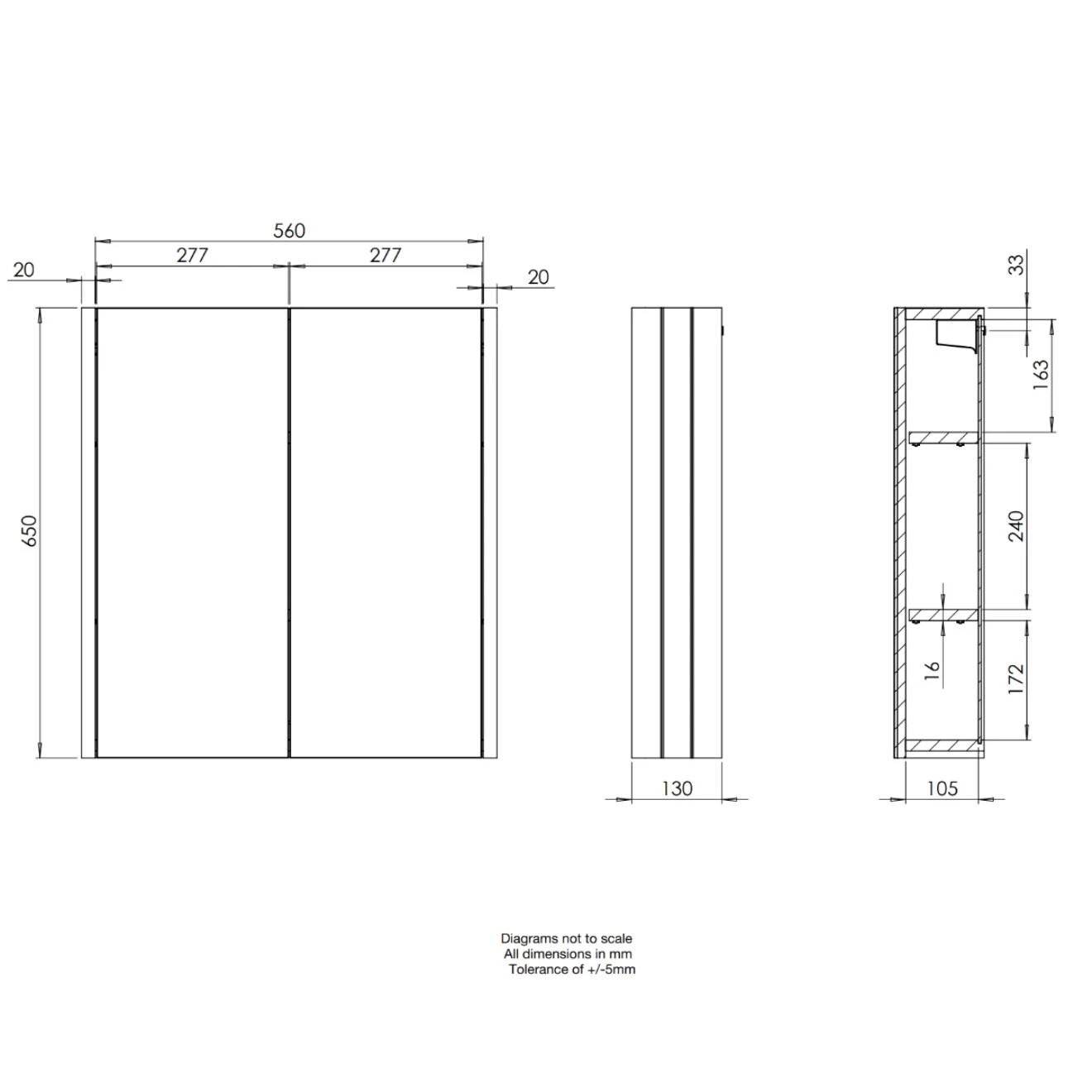Marston Matt Spruce Wall Mirror Cabinet Matt Spruce 600mm