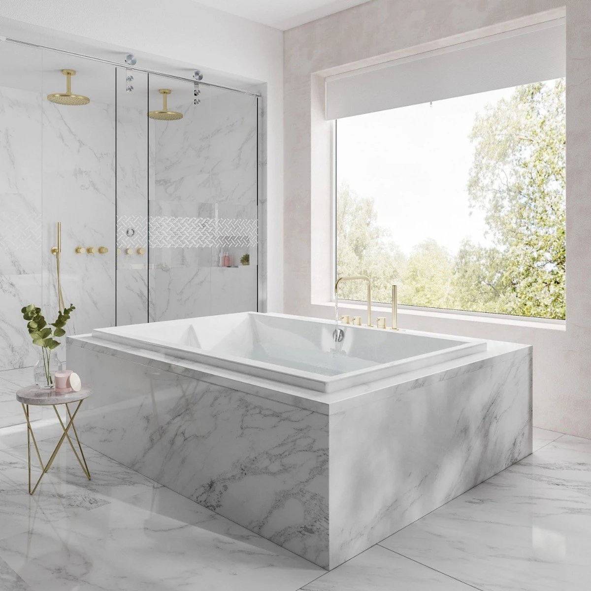 Trojan Amare Twin Soak Double Ended Bath with 14 Jet Whirlpool System & Light 1800x1200mm