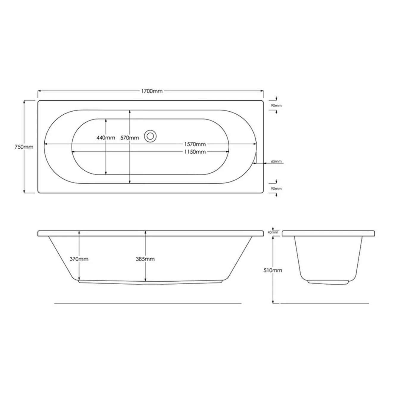 Trojan Cascade Double Ended Bath with 14 Jet Whirlpool & 12 Jet Airspa System & Light 1700x750mm